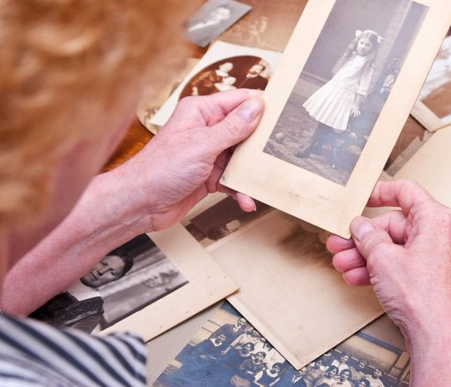 Betty enjoys looking through old photos and reminiscing
